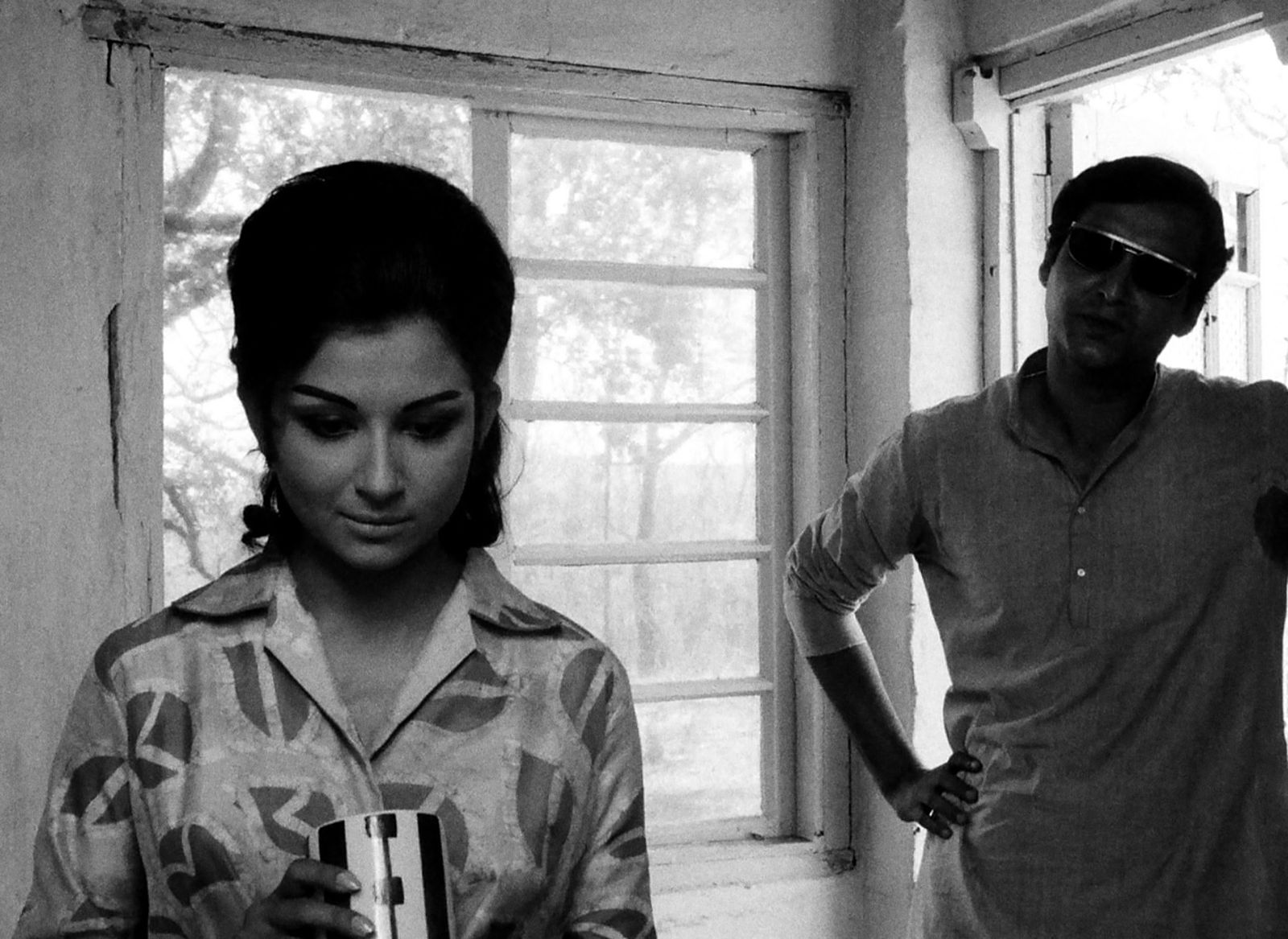 Film still at a window