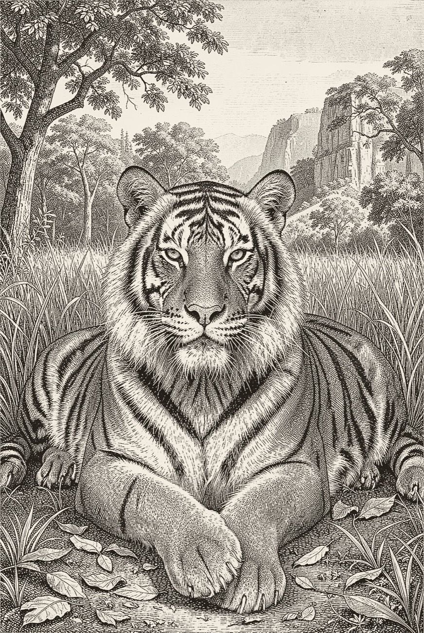 Engraving of the tiger Bajrang